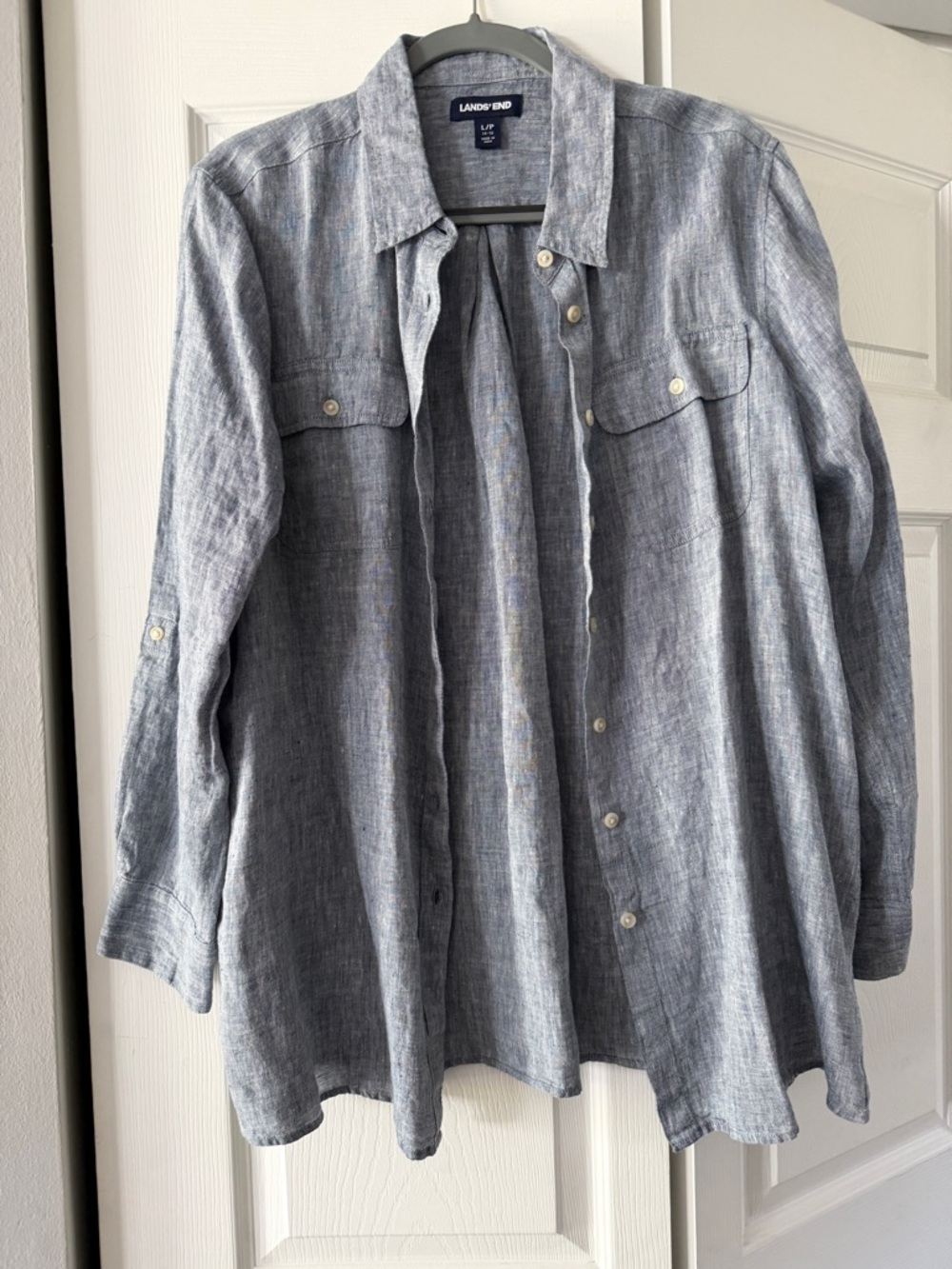 Lands' End Chambray Shirt in Navy and Light Blue